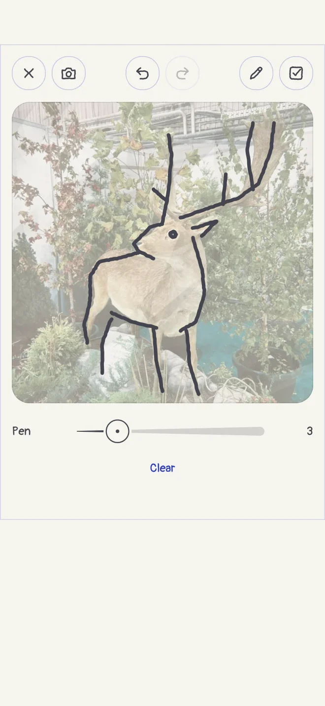 Tracing a sketch over a photo of a deer in Boop.